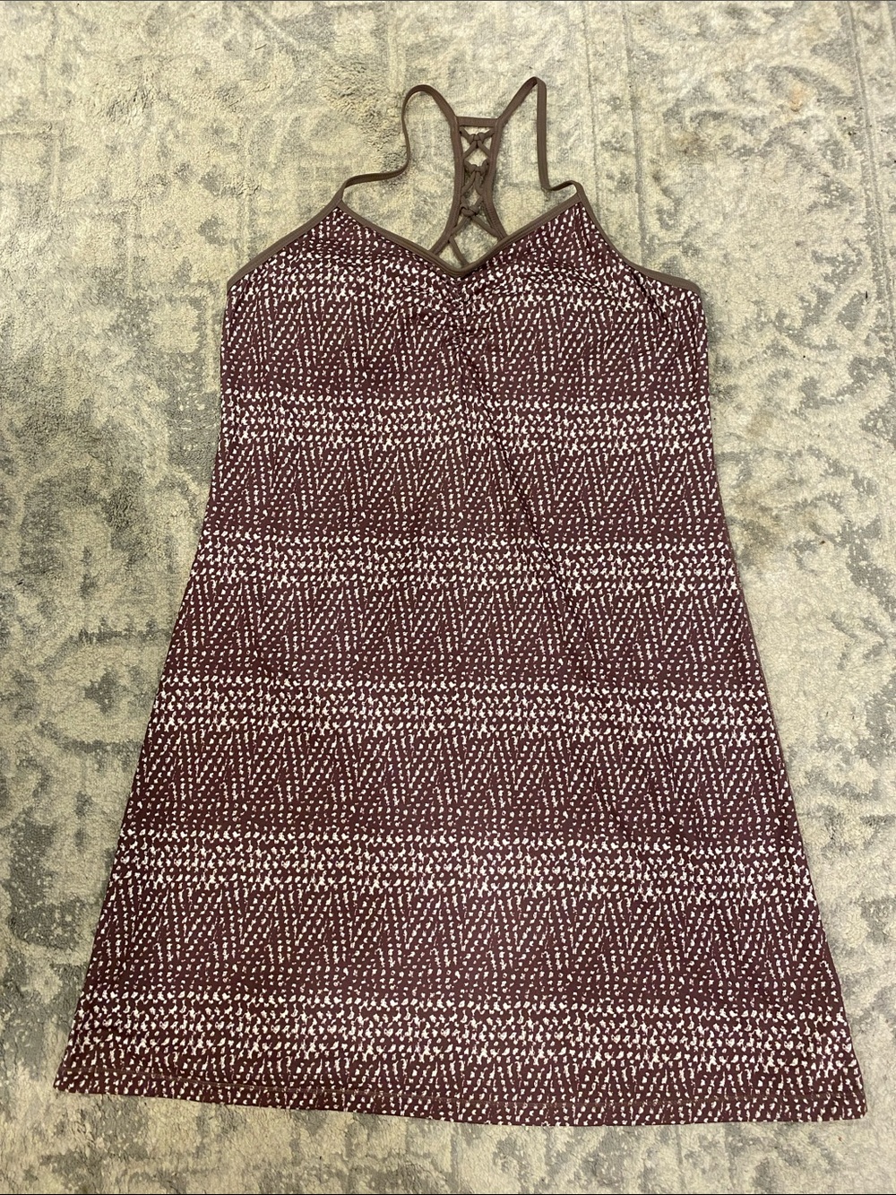 PRANA Cocoa Patterned Mini Dress with Strappy Back